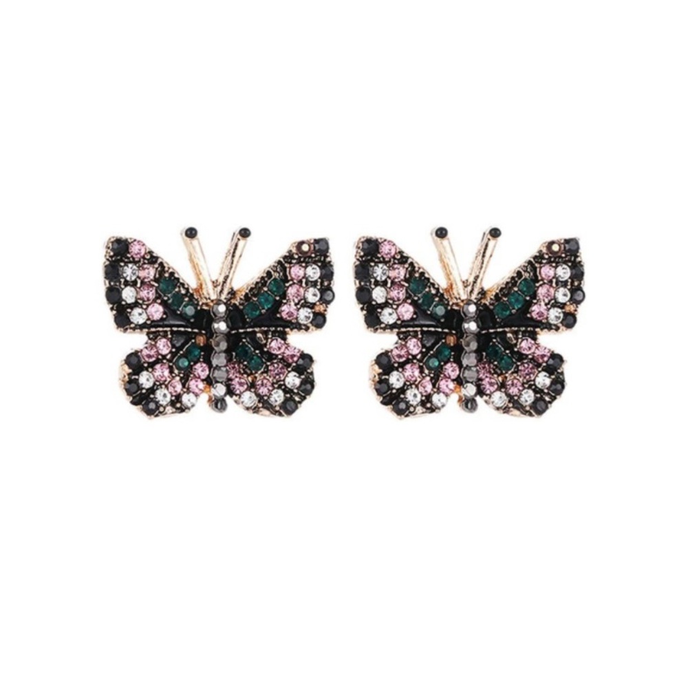New Rhinestone Butterfly Post Earrings